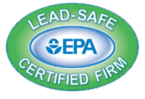 A green and white logo for the lead safe certified firm.