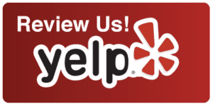 A yelp review banner with the word " yelp ".