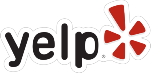 A black and white logo of yelp. Com